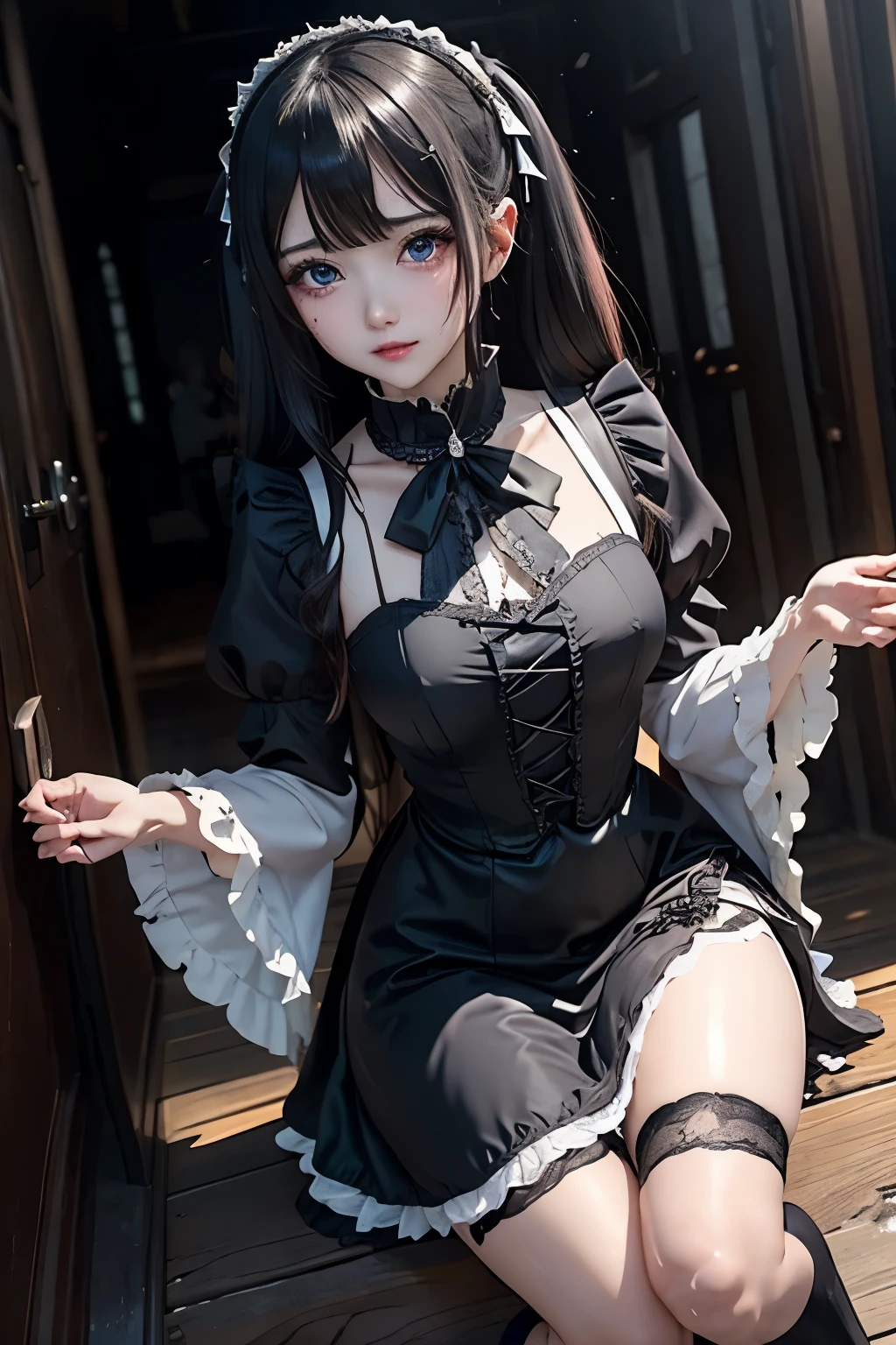ハードDark Gothicメイク、Deep Night Sky、Horror、Black dark eyeshadow、cry、sad、Good skin radiance、Dark Gothicメイク、Dark smile、palace、The beauty of fragrance、24-years-old、Expressions of intense sexual pleasure、Embarrassed look、Dark Gothic、Obscene language、highest quality、Expression of sexual pleasure amid suffering、Drunk face、紫のMaid clothes、Mysterious、Noble、The face of someone who is holding in the toilet、sexy、Loving smile、Twin tail hair、Right blue eye, Left eye is red、Super seductive pose、Platform Heel Shoes、Heavy makeup、Gothic Lolita Clothing、A little slimmer、Silver Hair、Long Hair Straight Hair、Cute Gothic Lolita Dress、Beautiful Face、elegant features、Fascinating face、Stained glassが背景、Chest glistening with sweat、The room is dark、goth long dress、Bell Sleeves、Wizard Sleeve、Decadent look、Sexually excited expression、Glossy thighs wet with water、Thighs that are wet and shiny with oil、Background of a room full of roses、sad表情、Rose Maiden、The embroidery is pink、The dress has pink embroidery、Thigh-high socks、Knee-high socks、Gentle expression、Dark black eyeshadow、despicable act、Stained glassと薔薇背景、thighs are a little thin、Female Duo、Female couple、dark church background、Stained glass、Black metal world、Dark Castle、Dark Room、Slender body、upright、walk、Are standing、gothic long dresaid clothes、Victorian dresses、Her thighs glisten with sweat、My body is wet and shiny、Lots of glitter on the thighs、sweating、My thighs are sticky from sweating、Sweat glistens on the thighs, The whole body is sweaty and shiny、Quite sweaty、My thighs are sweaty、My thighs are so wet、My thighs are shining with sweat、A lot of sweat glistens all over the body、Small breasts、Thick knee-length dress、Slightly hides the bust、