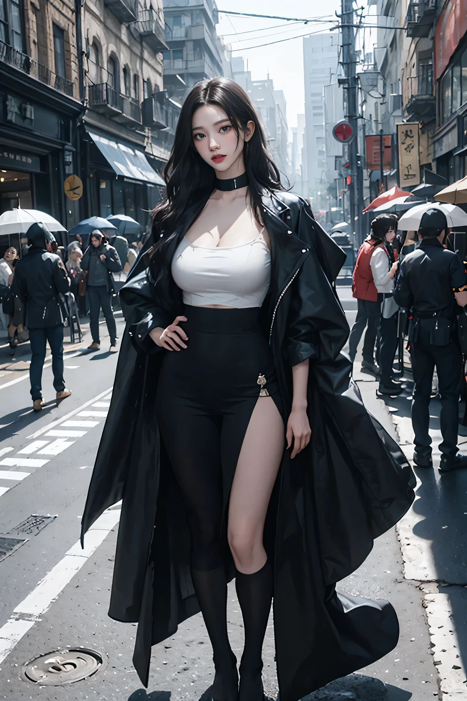 (((nsfw:0.9)))，Large Breasts，Small waist，(Sexy body)，Rainy night,city,Beautiful woman with gal make-up wearing a sports suit on the busy street of Gintama, Surrounded by sellers, Beautiful portrait of a stunning goddess girl, Beautifully detailed face, Porcelain-like skin, Full Body Shot, Centered, Super soft lighting, Symmetric, complicated, elegant, Very detailed, Realistic, Art Station, Concept Art, Smooth, Imagined by Greg Rutkowski and Boris Vallejo, cover, Trendy style