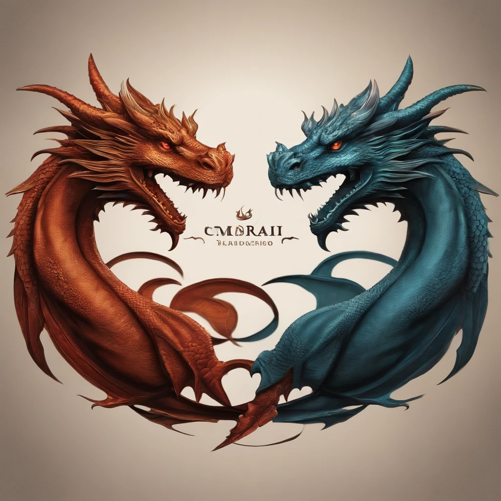 create a logo with two dragons, na cor roxa, para o gremio estudantil, containing two spaces to place the phrase