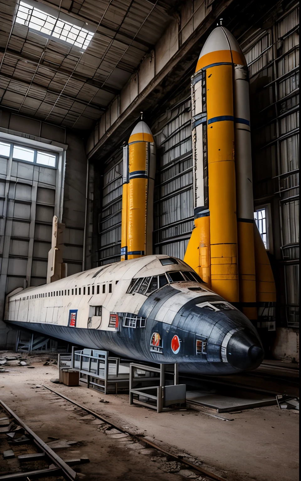 Abandoned Soviet facilities space factory proton rocke and hammer Soviet space shuttle Buran 