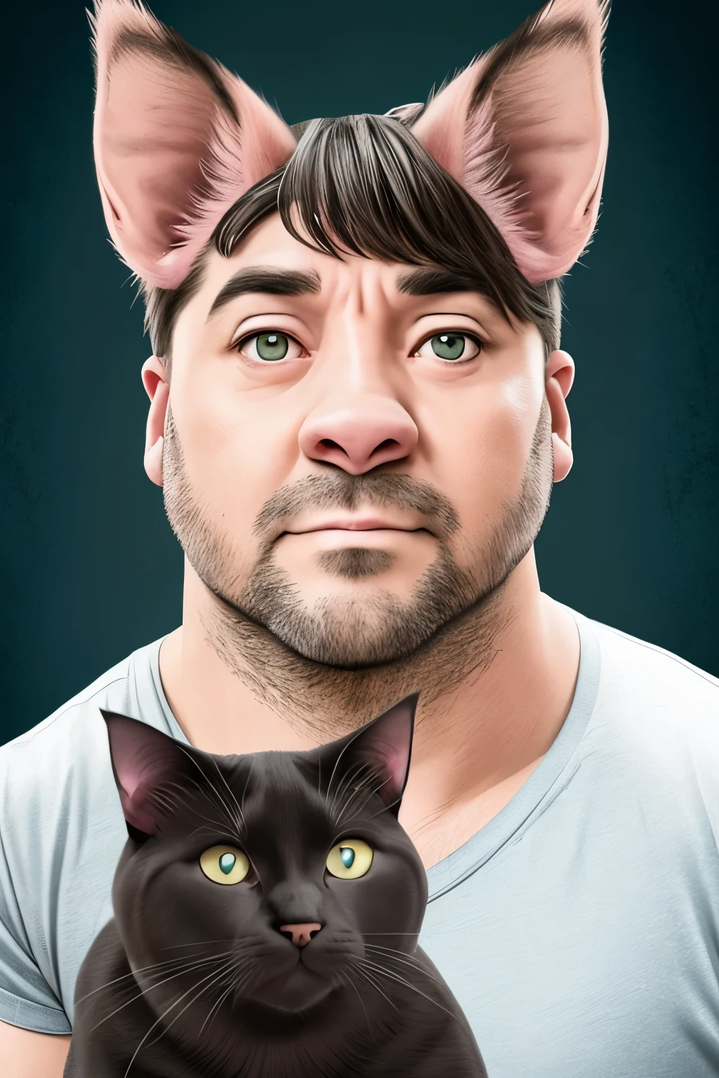 Cat-eared shitty dad and pig-nosed negative boy