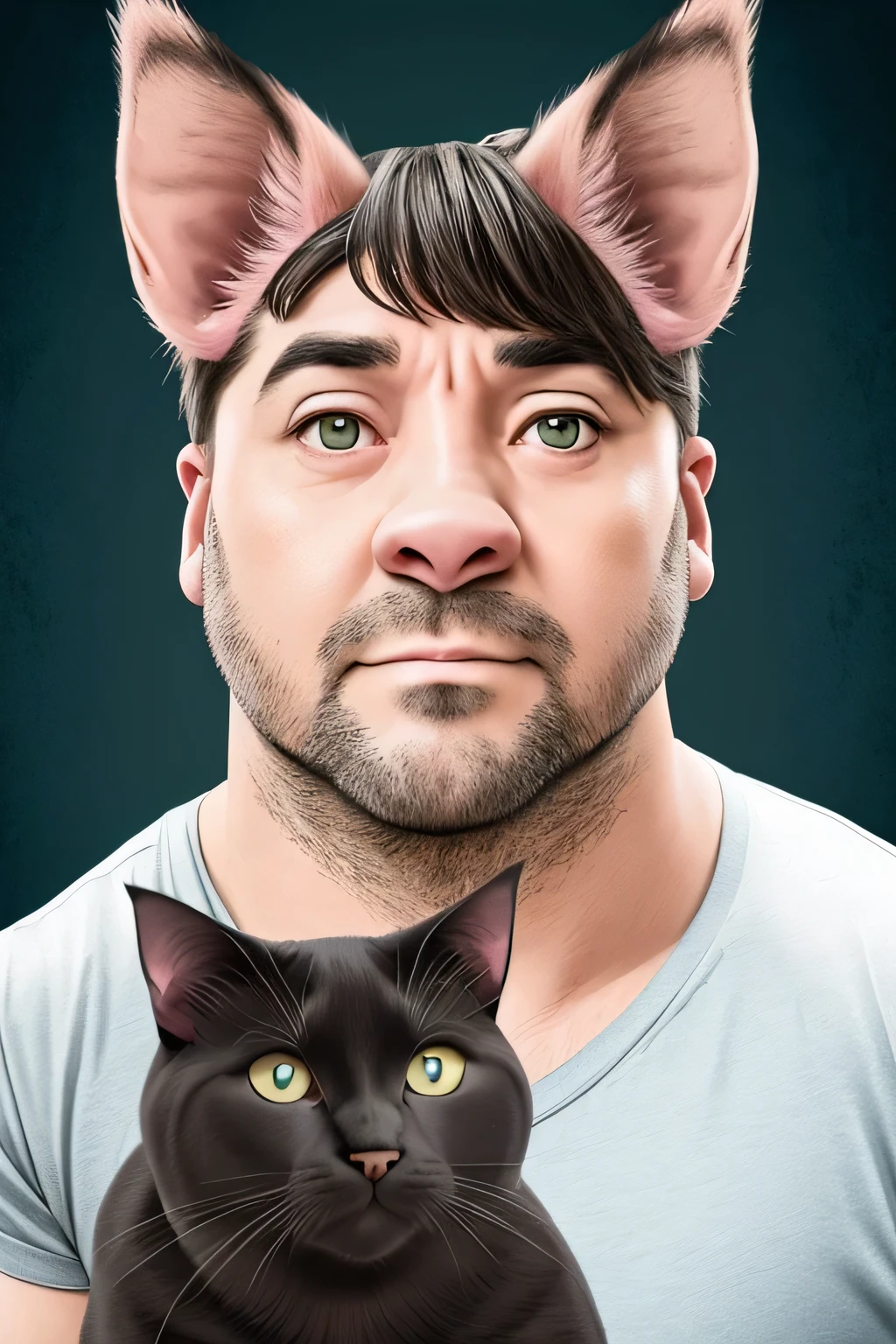 Cat-eared shitty dad and pig-nosed negative boy