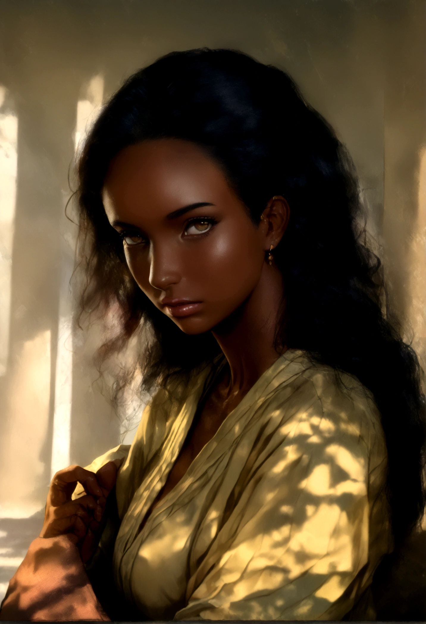 ((African dark peau, very deep ebony peau)), qui est dans ca piscine ((Its beauty is undeniable)), ((Excited cute face)), ((Hyper detailed perfect eyes,)), ((pose mignonne)), (chatte), ((attractive )), sexy, (( Tight knit shirt, short court sexy)), ((Cheveux afro longs bouclés africains en queue de cheval,)), (( peau)), ((debout, vue de face)), ((toucher ses propres jambes dans une pose sexy)), Piscine, Synthetic image with sharp focus, photoRealistic, high detail, Realistic, chef-d'artwork, absurdes, Best quality, hdr, High quality, HD, Extremely detailed, Fond d'8k screen, Intricate details, 8K UHD, Full HD, (Realistic photo:1.2), Contraste, intense lighting, Cinematic lighting, natural lighting, hard light, backlight, Illumination globale, occlusion ambiante