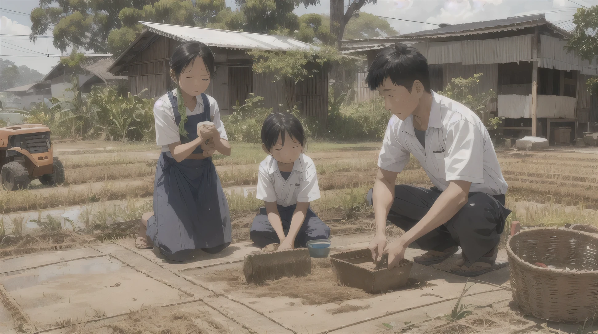 His parents, Mr. Lantos and Ms. Mira, are hard workers, doing manual labor such as rice farming and construction, always devoted to their children.