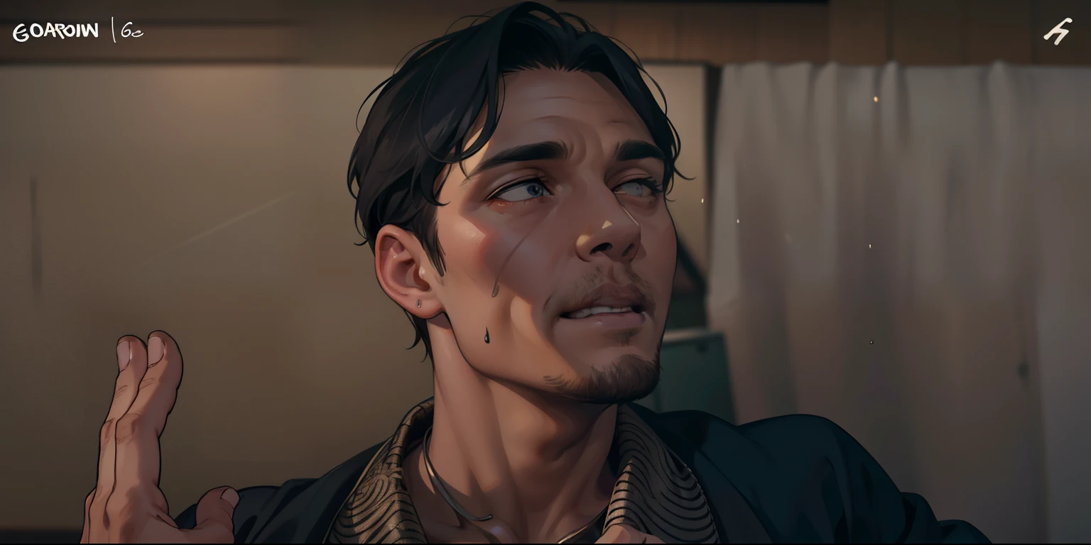  He speaks to someone, there is a 45-year-old bad villain man and behind him there is a cute 18-year-old young man.