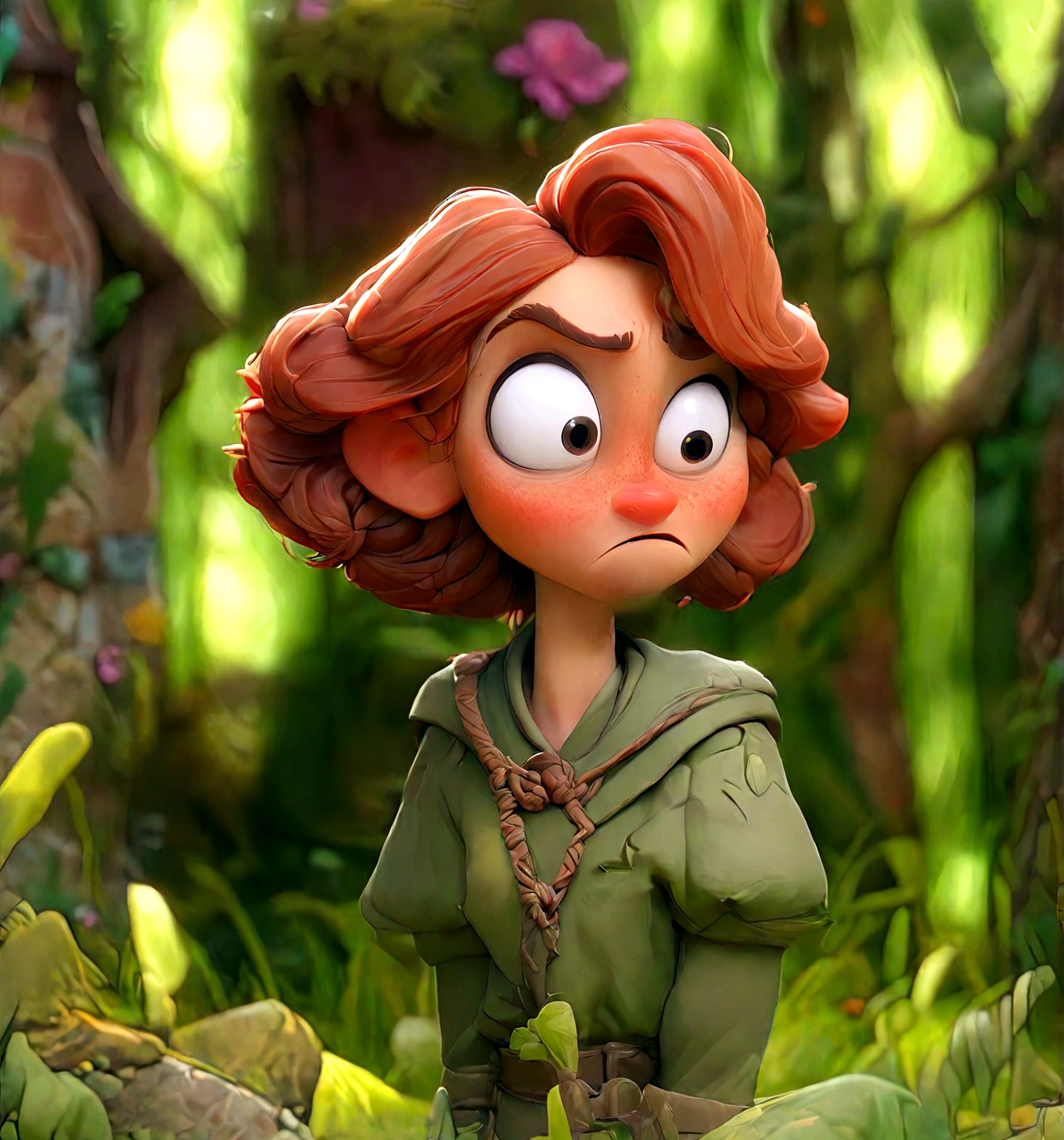 Cartoon，Lovely forest meadow，Pixar style，Cartoon风格， Polygon， Fantasy Plants，Lovely， Game architecture design， peculiar， Charming building，  Staines， brick， Grassy， Floral scent， Tree， casual game style， originality， The finest details， 。.。.3D， Blender， masterpiece， Best quality， Display Rendering， 8K