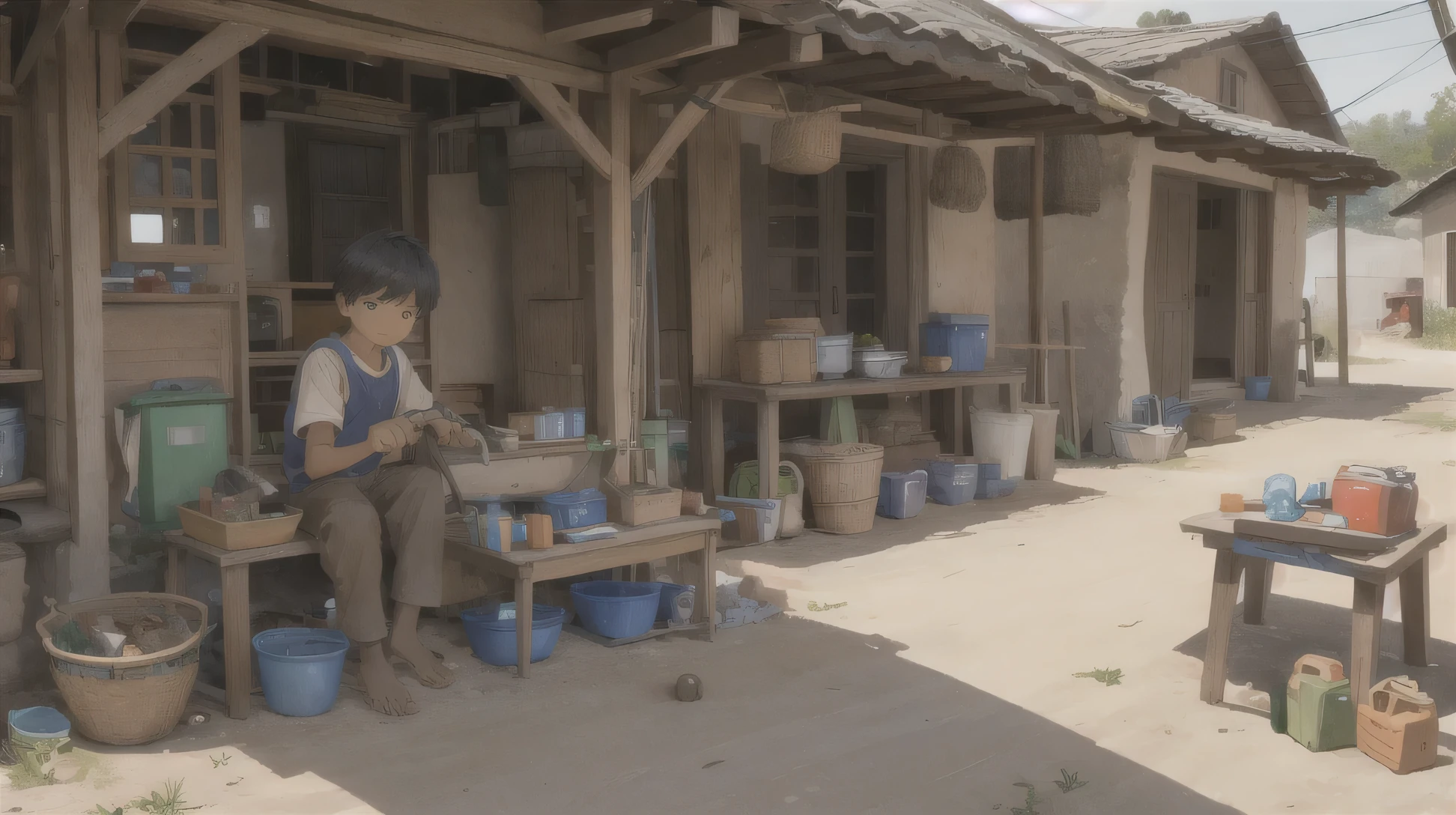 The boy often makes simple toys and tools by himself, surprising everyone in the village