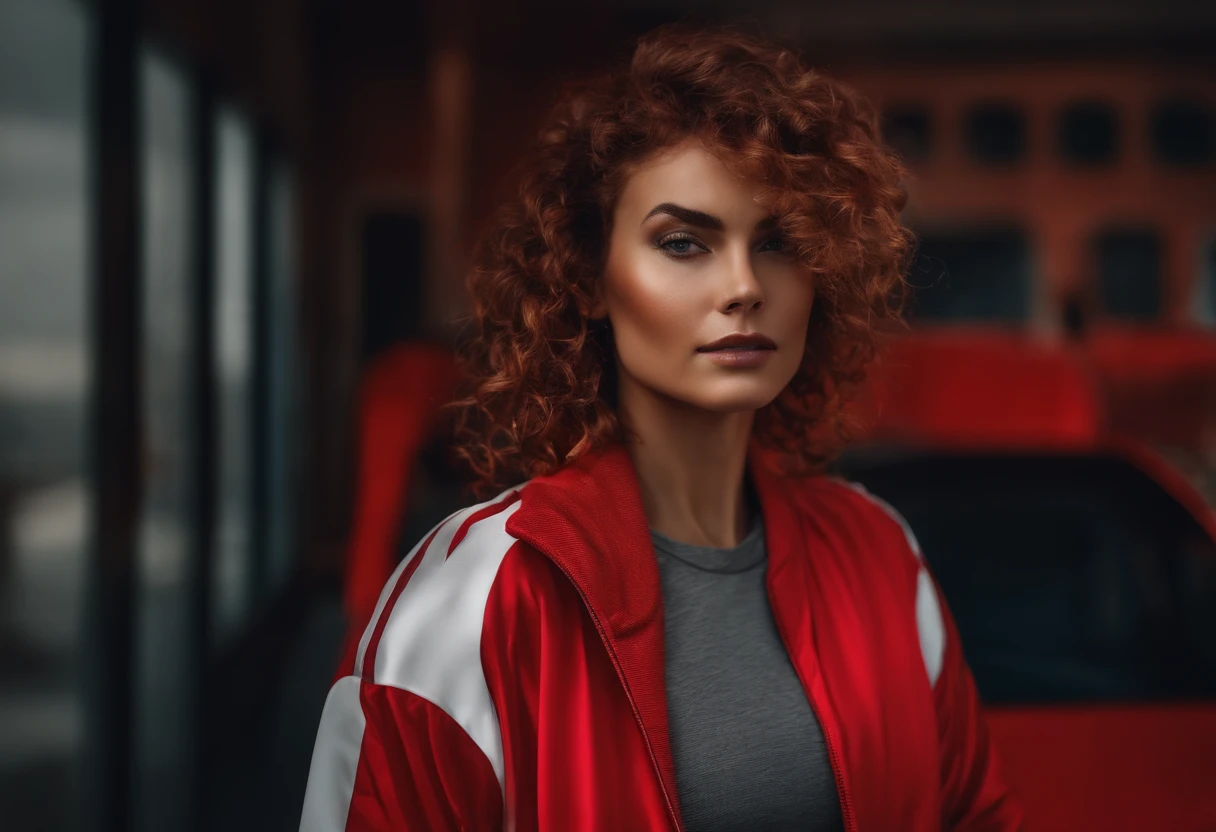 Mujer de pelo rojo con ropa deportiva 