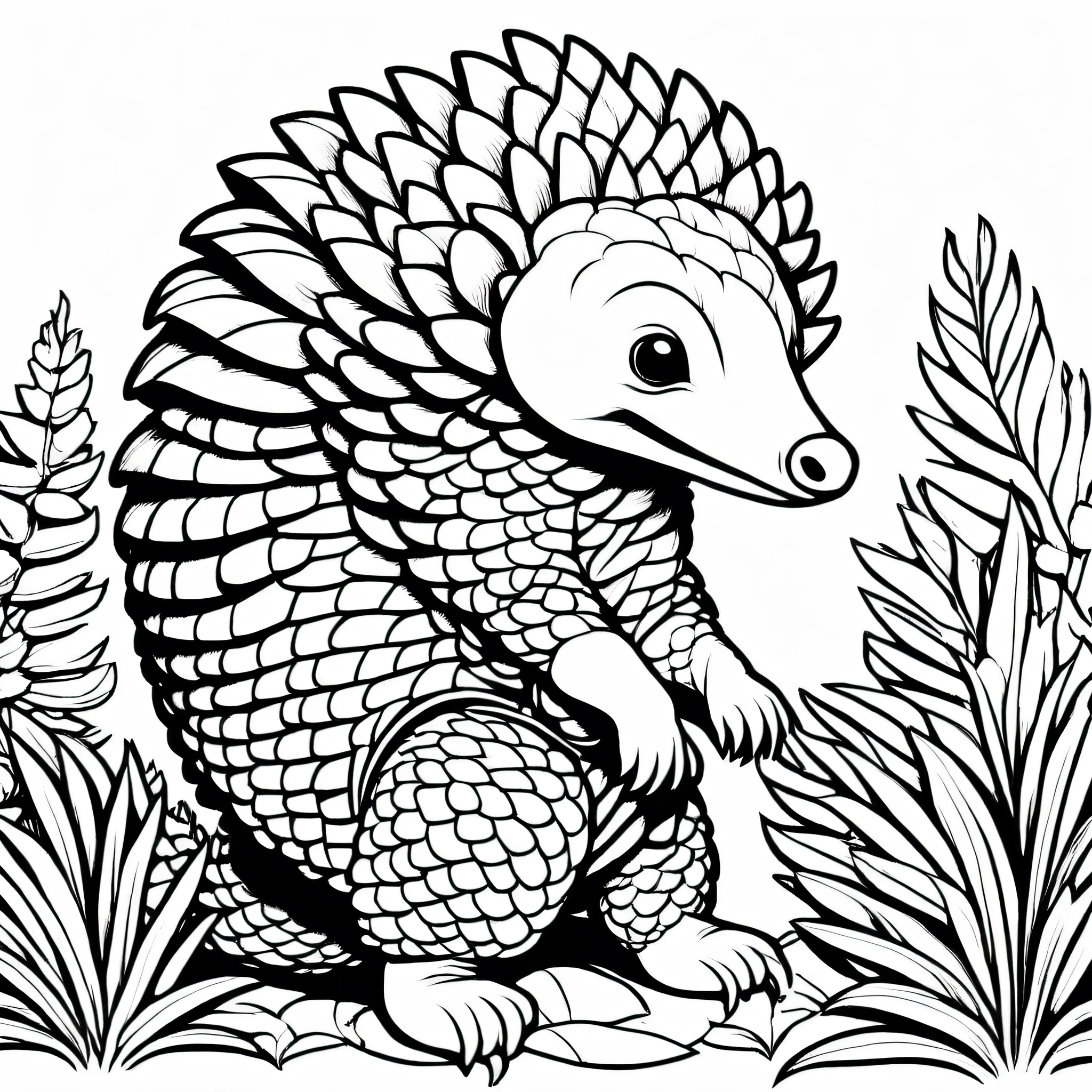 A cute Pangolin, cartoon, ,Coloring Book, ColoringBookAF,