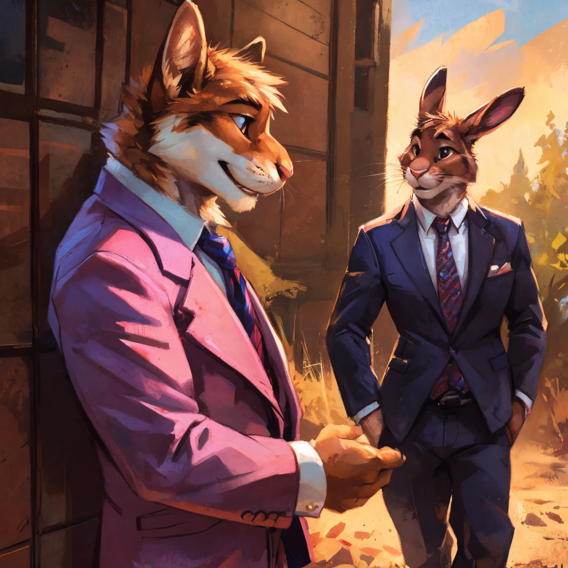 Rabbit in suit, pink suit, By mystikfox61, by kenket