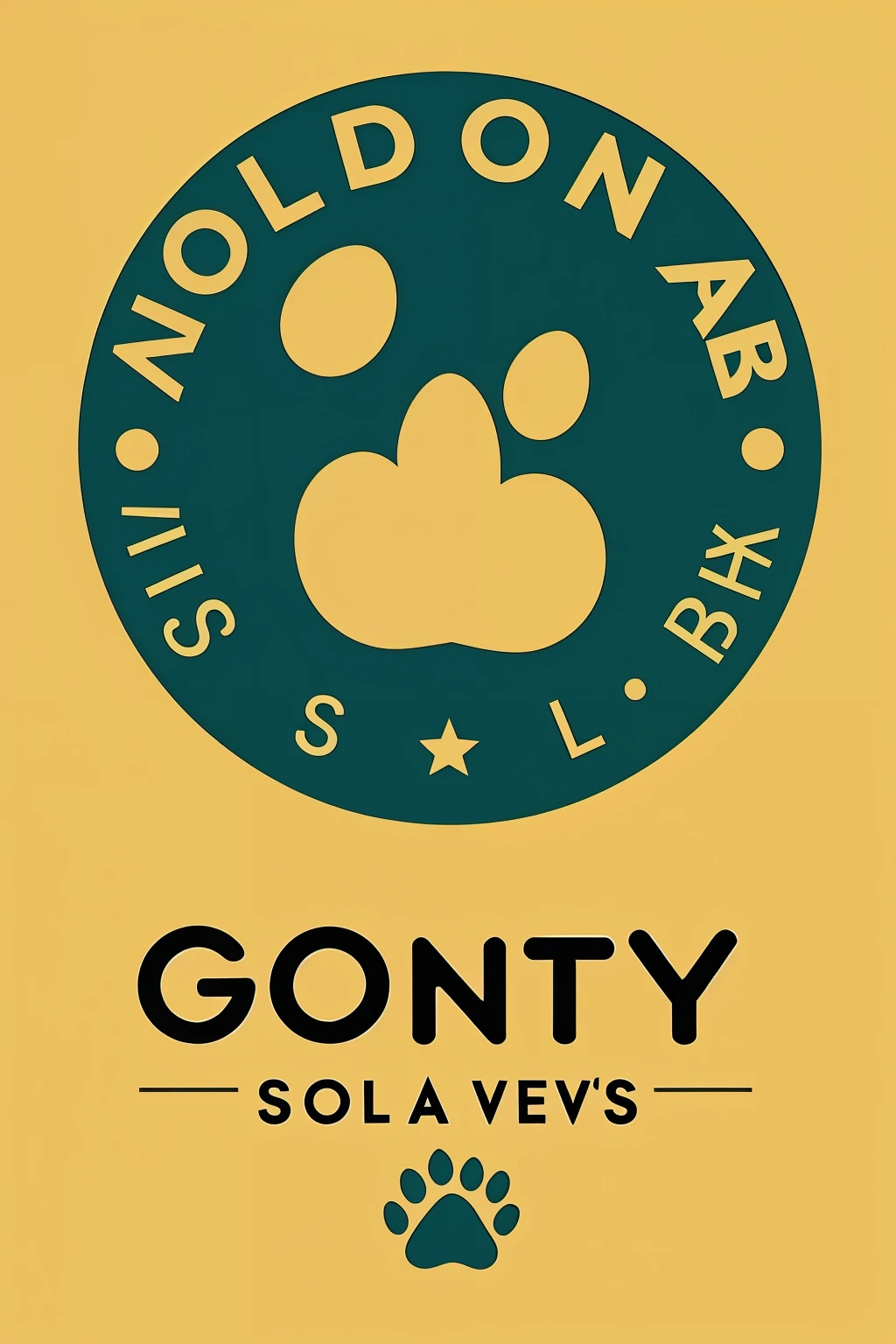 Logo para una marca de gomitas para perros que salga un golden con el nombre de tasty paws
