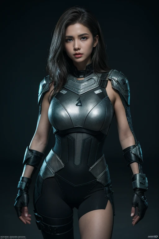 3D, A beautiful cyberpunk female image, small carbon fiber battledress, hdr（HighDynamicRange), Ray traching, NVIDIA RTX, Hyper-Resolution, Unreal 5, Subsurface scattering, PBR Texture, post-proces, Anisotropy Filtering, depth of field, maximum definition and sharpnes, many-Layer Textures, Albedo e mapas Speculares, Surface coloring, Accurate simulation octane rendering of light-material interactions, Two-colored light, largeaperture, Low ISO, White balance, the rule of thirds, 8K raw data, blackstockings, powerful pose, determined, seductive, long hair