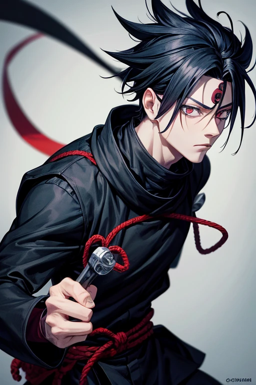 Home com cabelo preto medio olho preto e shape medio e estilo de arte de jujutsu kaisen