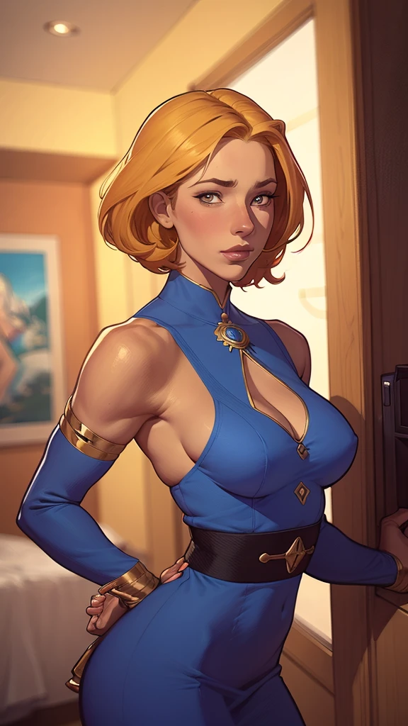 um close de uma mulher com um vestido azul e longos cabelos ruivos, arte de personagem impressionante, linda pintura de personagem, extremely detailed digite germe, DeviantArt Artstation CGScosiety, style digite germe, stunning digital illustration, alexandra fomina artstation, linda pintura digital, digite germe. anime illustration, linda arte digital