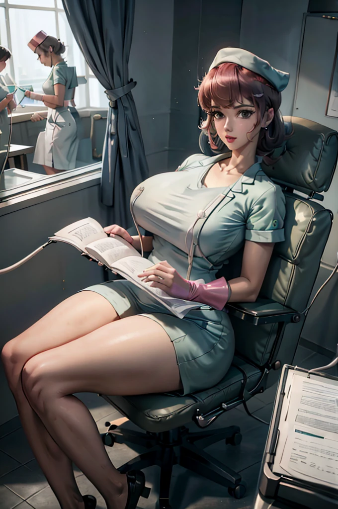 nurse uniform,hospital, latex nurse suit,nurses,busty,elbow gloves,labcoat,grey hair woman,grey eyes , gigantic ,medical instruments,asian nurse,two nurses,speculum,examination room,oversize ,big ass ,strap on, lay on table ,legs spreaded,giving birth,gyno chair , dentist,Milf,latex,pink uniform,oversize breasts