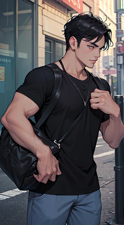medium black hair guy, casual clothes, charming expression, handsome man, 4k, full hd, high quality