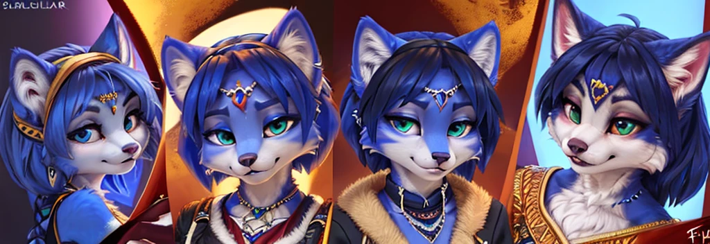 A beautiful and detailed (sweet portrait) von ((Krystal)), Sternenfuchs Krystal, Schlank, liebenswert, green eyes, medium breasts, (((Lange blaue Haare 1.3))), ((schwarze haarspitzen)), Dekollete, Grinsen, hoch schauen,, anthro, Pelzig, Hochgeladen E621, detailed flauschige fur, (von Fluff-Kevlar, Bayard Wu, Personalami, Pino Daeni), detailliertes Gesicht, (flauschige), 1 girl, Allein, Stammes-Kleidung, sweet girl, solo, liegend