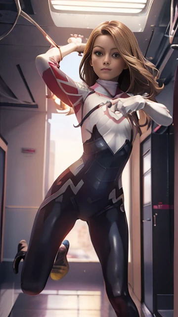 ((masterpiece, 8K, 3D, Realistic, Super Detail)), (1girl:1.3), slender 17 age, Ultra Micro photography, Super realistic, Perfect face, Beautiful features, ((Perfect female body)) Beautiful features, ( body), ((small hip)), Melissa Benoist as Yellow as ironman ((Exposed thigh)), Exposed Skin, Front Full body Shot, full body portrait, futuristic city background