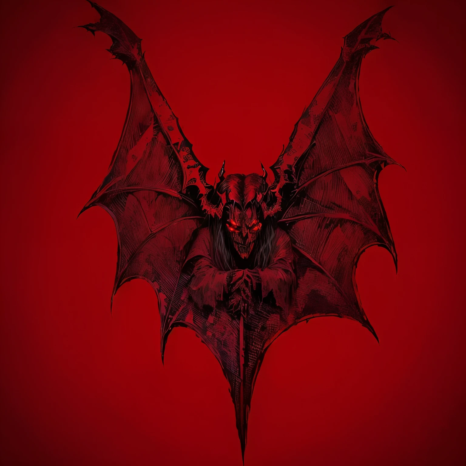 um close de um morcego com uma cara de diabo, satanic wings, with hellish asas do diabo, demon wings, Vampiro bats, asas do diabo, asas de morcego, mariposa, horrible and scary satanic rituals, Satanismo, just art for dark metal music, chtulhu, chiropteran head, logotipo da banda de black metal, Vampiro, Lucifer, Demonologia