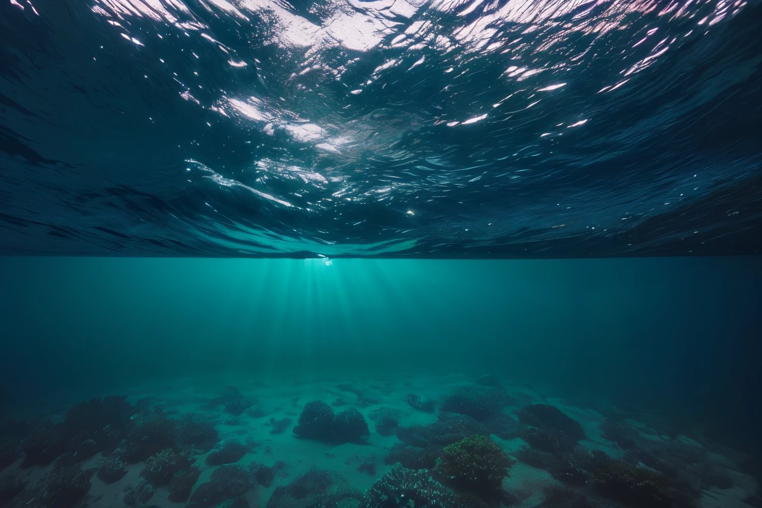 Sea, high detail, modern, Contemporary art, En plein air, cinematic lighting, backlighting, negative space, partially underwater shot, from below, Ultra-Wide Angle, Sony FE GM, UHD, masterpiece, best quality, award winning