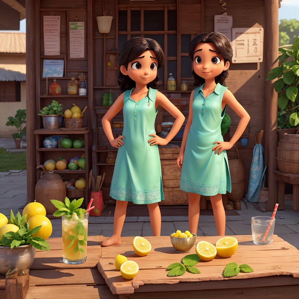 Prompt:
On a scorching summer day, two friends are standing together in a beautifully detailed 3D illustration. They appear hot and weary from the intense heat. One friend, wiping the sweat from their forehead, turns to the other and says:
Friend 1: "This weather is unbearable! We need something that can refresh our minds and cool us down."
Friend 2: "Absolutely! I know just the thing. Let's try Modinagar ki famous shikanji. It's the perfect drink for a day like this."
As they talk, their surroundings come to life with vibrant colors and intricate details. The scene includes a small, charming stand with a sign that reads "Modinagar ki Famous Shikanji," where the vendor prepares a refreshing glass of shikanji, complete with fresh lemons, mint leaves, and ice.
The friends eagerly approach the stand, and the 3D illustration captures the moment they take their first sips, expressions of relief and delight spreading across their faces. The scene radiates with a sense of refreshment and satisfaction, perfectly showcasing the cooling and rejuvenating effect of Modinagar ki famous shikanji.