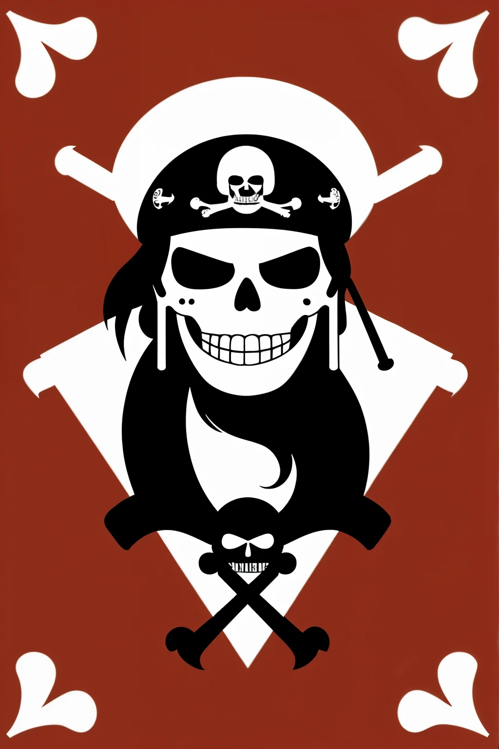 Flag for Pirate Crew (JOLLY ROGER) from the world of ONE PIECE with red tones and a woman's skull that has the inscription "Taiyō no Seishin"