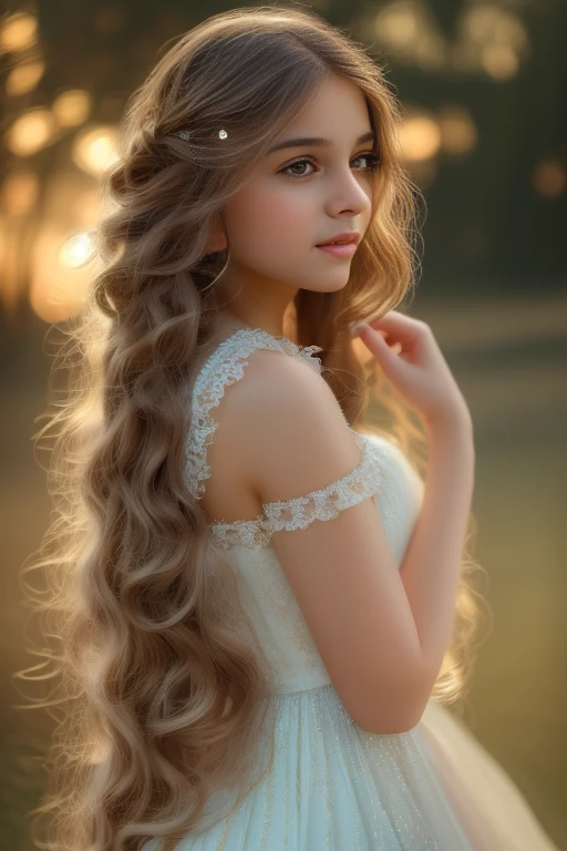 a beautiful ta girl, 1girl, elegant dress, long wavy hair, cute, kawaii, sparkling eyes, long lashes, perfect skin, soft lighting, pastel colors, fantasy, digital painting, (best quality,4k,8k,highres,masterpiece:1.2),ultra-detailed,(realistic,photorealistic,photo-realistic:1.37),intricate details, delicate, whimsical, dreamlike