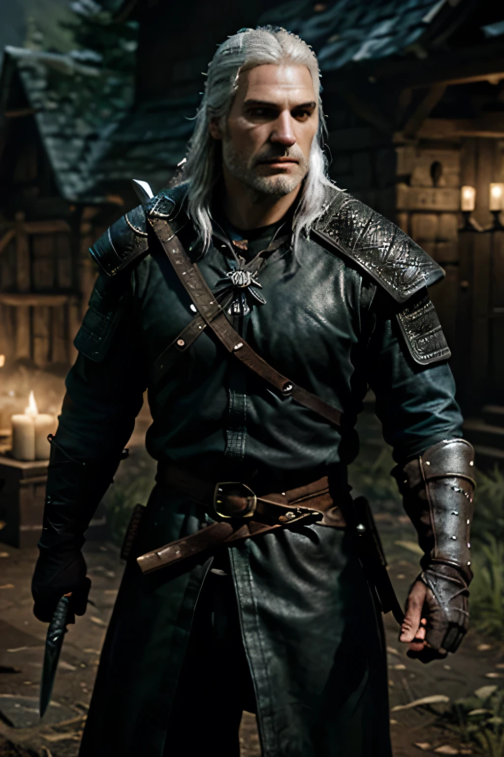  in the foreground is Geralt of rivia with sword 