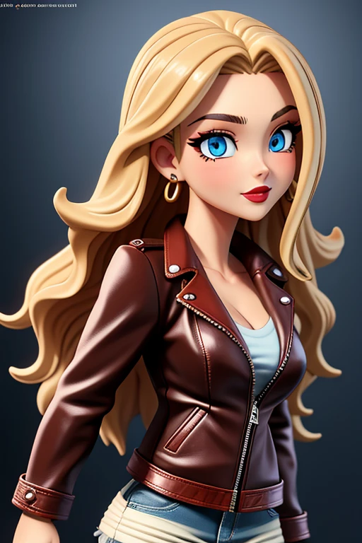 (best quality:1.3), (4K quality),masterpiece, best quality, high res, detailed, (Detailed face:1.2), (Detailed eyes:1.2), (Perfect figure:1.2), CARTOON, ANIME, CARTOON ARTSTYLE, a 22-year-old woman, ultra hot gorgeous European woman, red lipstick, Long Hair, blonde Wavy Hair, leather jacket outfit, , in Fallout
