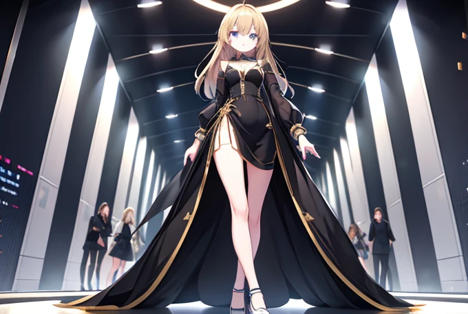 Long legged girl walking down the runway　Small body　Long legs　95cm below the thigh