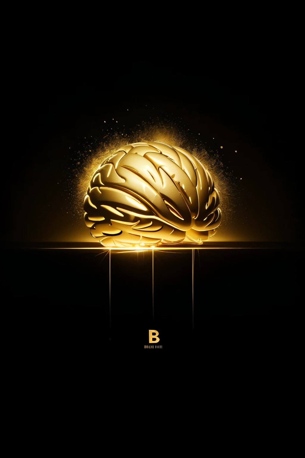 Create a gold brain logo with a black background and a modern look