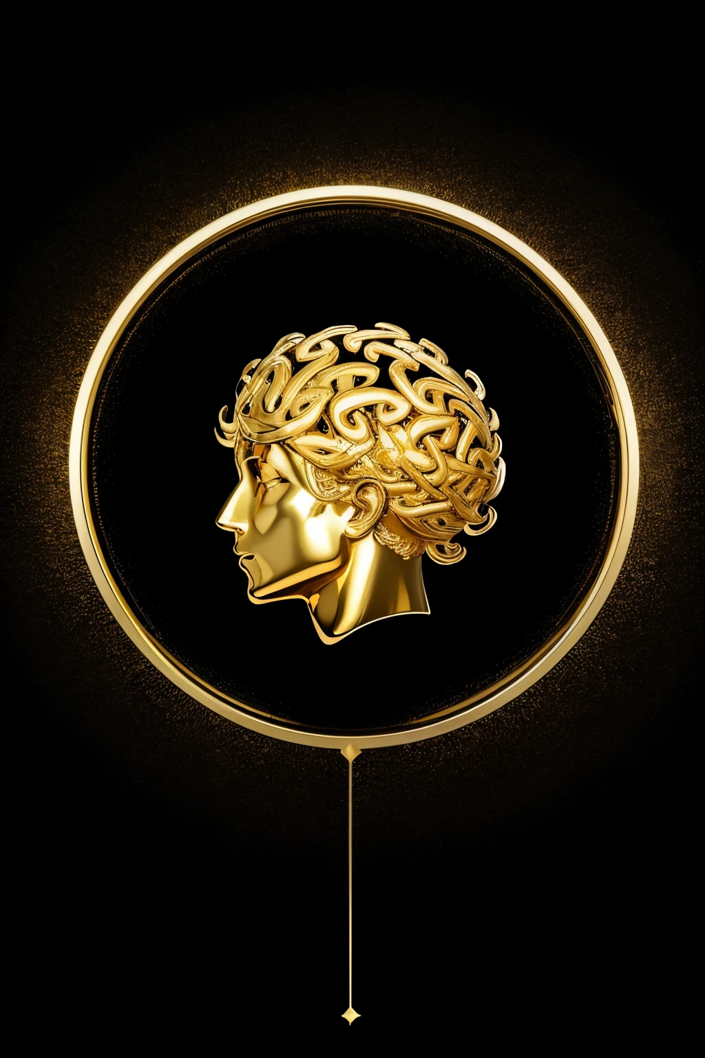 Create a gold brain logo with a black background and a modern look