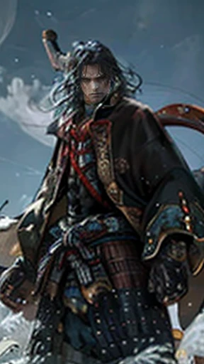 A man with long, medium-length turquoise hair, Medium hair bangs, Determined Gaze, Nordic peoples, distinct facial features, Calm expression, strong physique, Fantasy-style white long coat with purple and blue patterns, Asymmetrical hem, Black belt, gloves, Fabric trousers, Leather boots, Blue and red energy swirling around him, Affects the grassland with a diffused aura, This character is、It embodies a fantasy martial arts style hero, meticulously crafted in anime style., Exquisite and mature cartoon art style, High resolution, highest quality, High resolution, Super detailed, Ultra-fine painting, Very delicate, Professional, Perfect figure, Golden Ratio, Anatomically correct, Symmetrical face, Highly detailed eyes and face, High quality eyes, creativity, RAW Photos, 超High resolution, 32k, Natural light, Cinema Lighting, masterpiece-anatomy-perfect, masterpiece:1.5