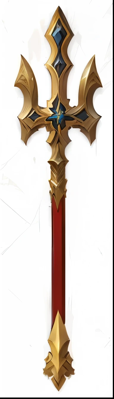 Close up of a cross with red and gold pattern, Wooden stick, Dragon Staff, Dragon Staff, magic Wooden stick, Hearthstone Weapon Art, Long nose holding a magic wand, wizard Magic Wand, Magic Wand, Dwarven weapons, Axe element, Bone staff, Fantasy RPG Weapon Art, Sword Design, Role Playing Game Items, Intricate Fantasy Spear