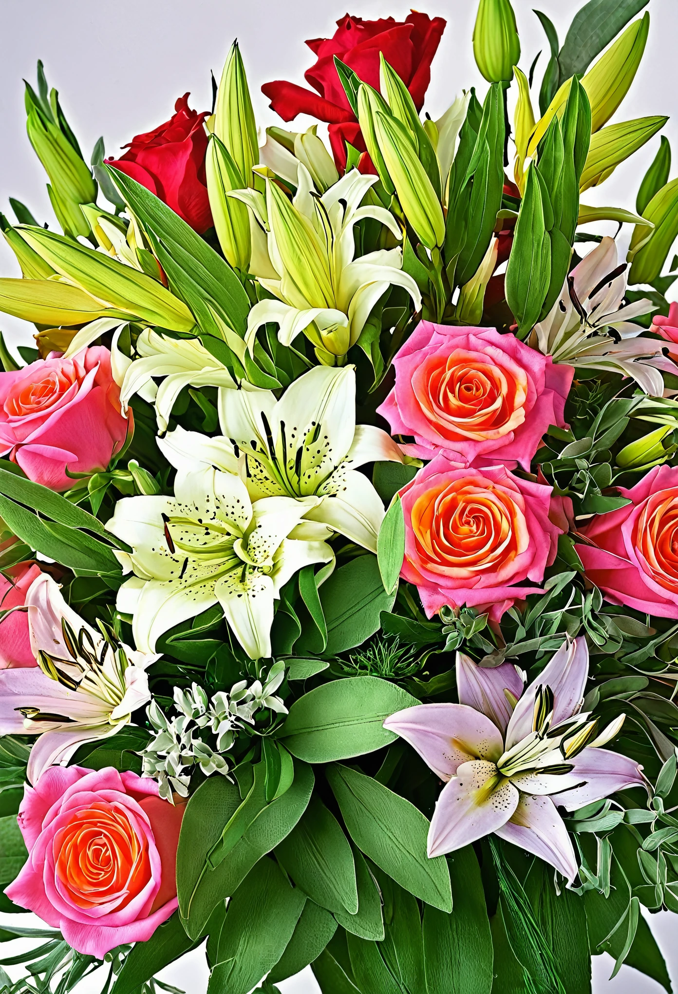 bunch of flowers,Brilliant,Colorful,Rose,sage,lily