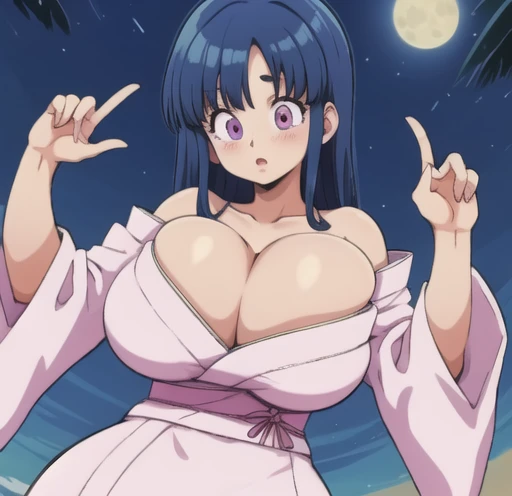 Maron, ojos detallados, cuerpo completo, lindo, sexyrobutts, Japanese Ghost Costume, fantama flotando, noche luna llena, Cleavage Bulge, Dos mujeres