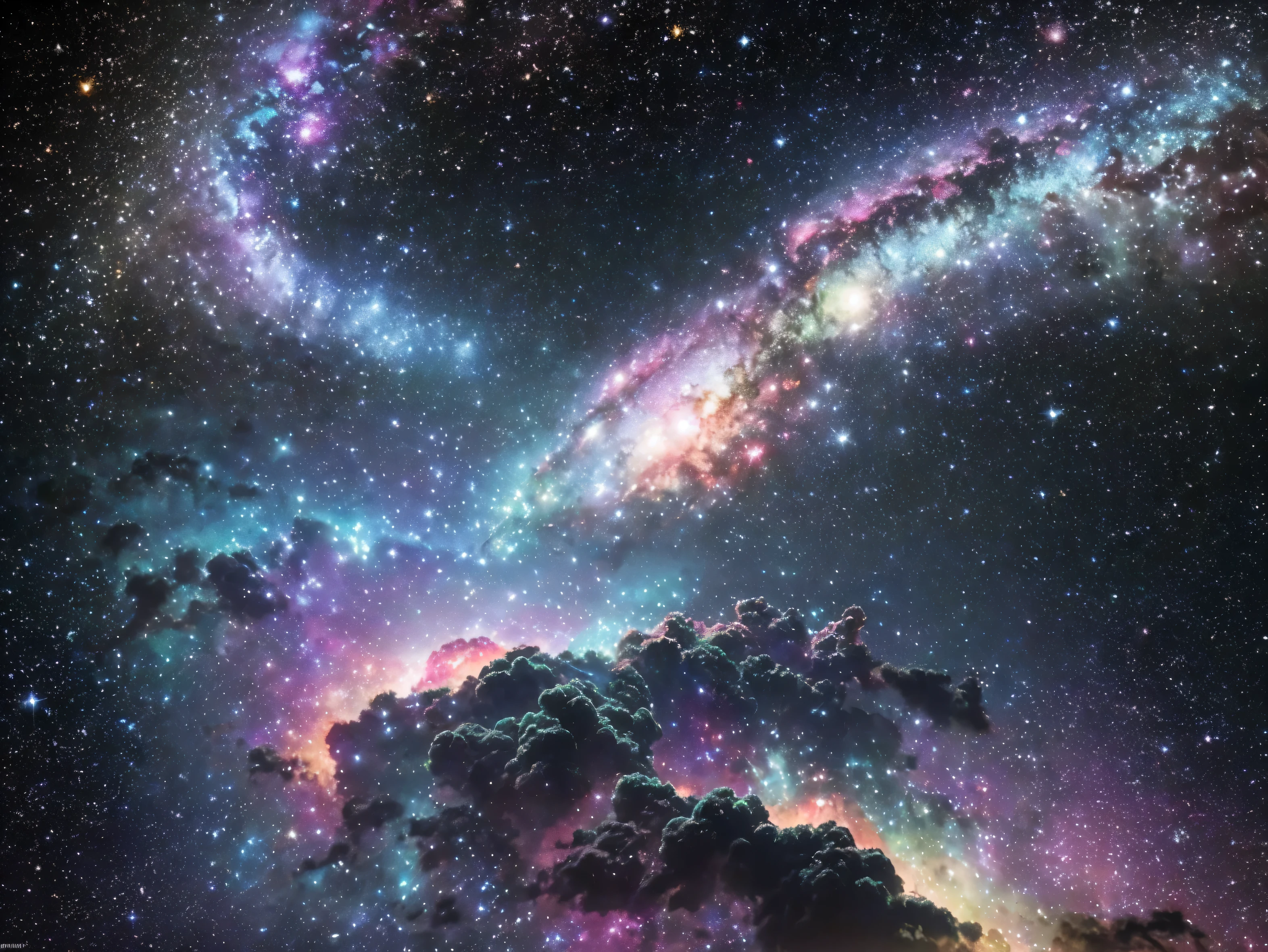 a colorful space galaxy cloud nebula, starry night cosmos, universe science astronomy, supernova, dramatic lighting, volumetric fog, highly detailed, 8k, photorealistic, cinematic, glowing stars, cosmic dust, vibrant colors, deep space, nebula clouds, luminous gas, 3d render, hyperrealistic, epic scale, mesmerizing, stunning, captivating