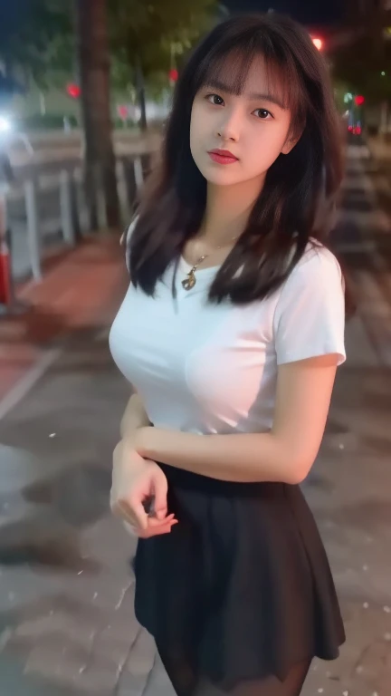 (8K, best quality, masterpiece, Golden Ratio Composition,:1.3), (Beautiful Japanese woman in her 40s), (穿着Black pantyhose,), (Nurse dressed in white:1.2), (Huge breasts), (Long legs), short hair, Black pantyhose