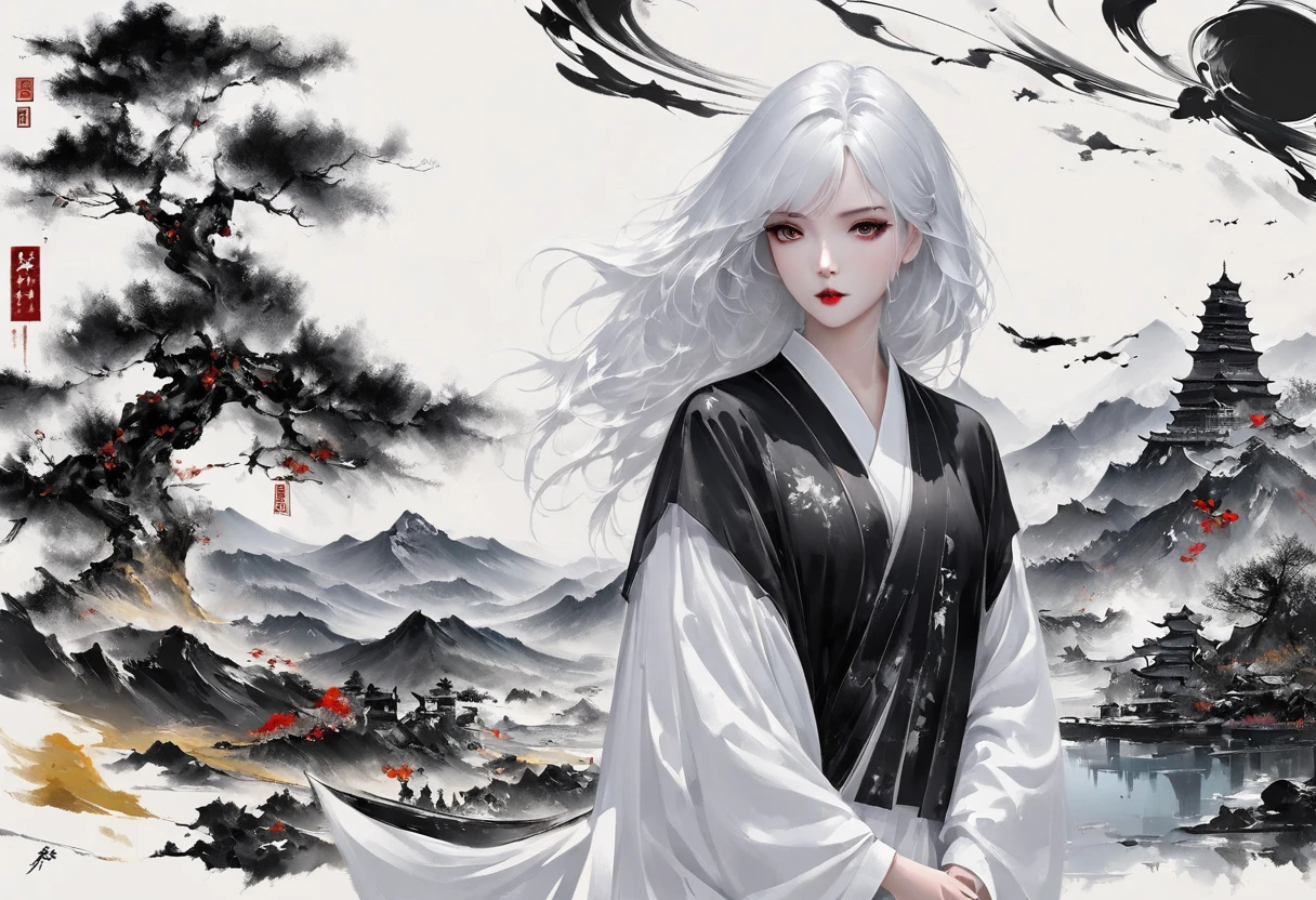 (Lots of white space:1.5),(Lots of white space around:1.6), White background, simple, Minimalism, abstract,Freehand,Aesthetic,black and white,Ink Painting,antiquity,a mountain,A person far away,一幅abstract的艺术插图, author:Li Song, Arte no estilo de guweiz, arte shin jinyoung, Obra-prima de guweiz, Ross chart 1. 0, Beautiful digital illustrations, Inspired by non-WLOP, simple數位藝術, jingna zhang, guweiz, Stunning digital illustrations