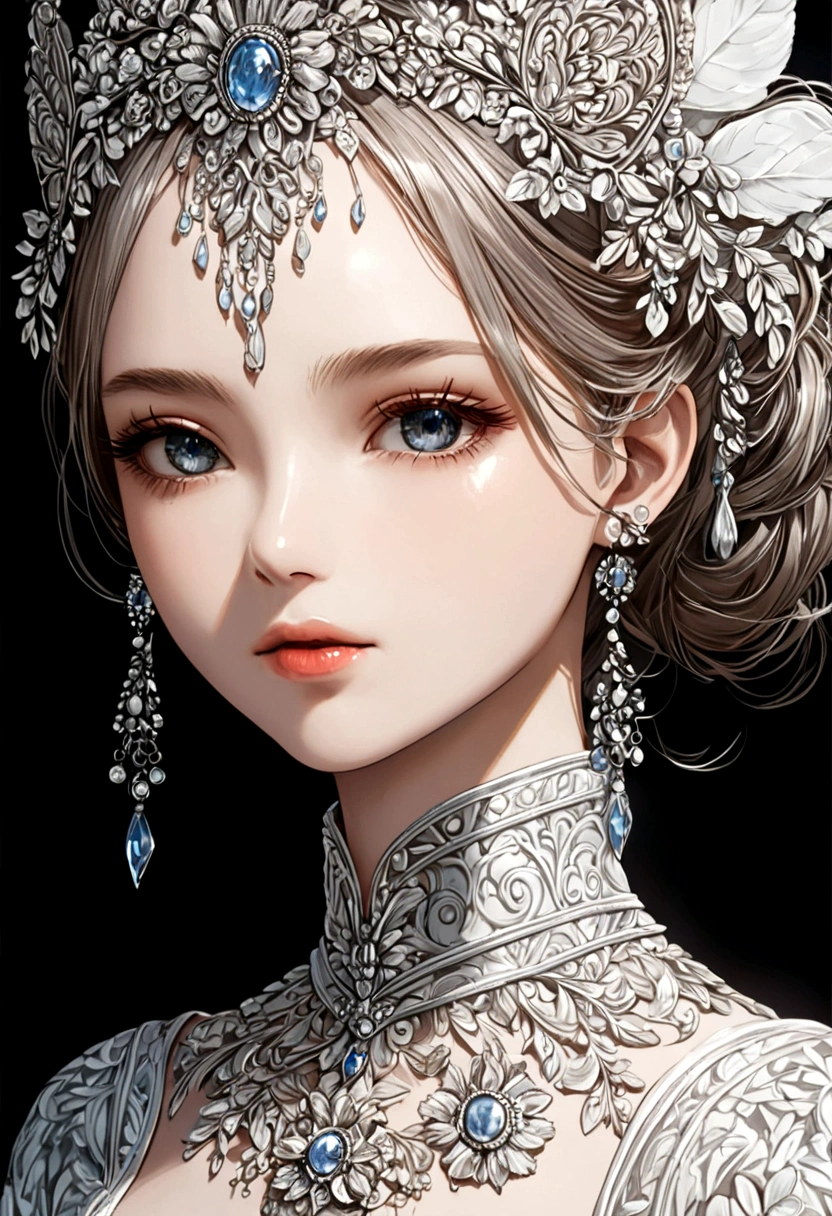 masterpiece, best quality, Extremely detailed, illustration, 1 Girl, No background, Delicate skin texture, Beautiful and delicate face, Intricate details, Super detailed,Full body view,There is no light and shadow