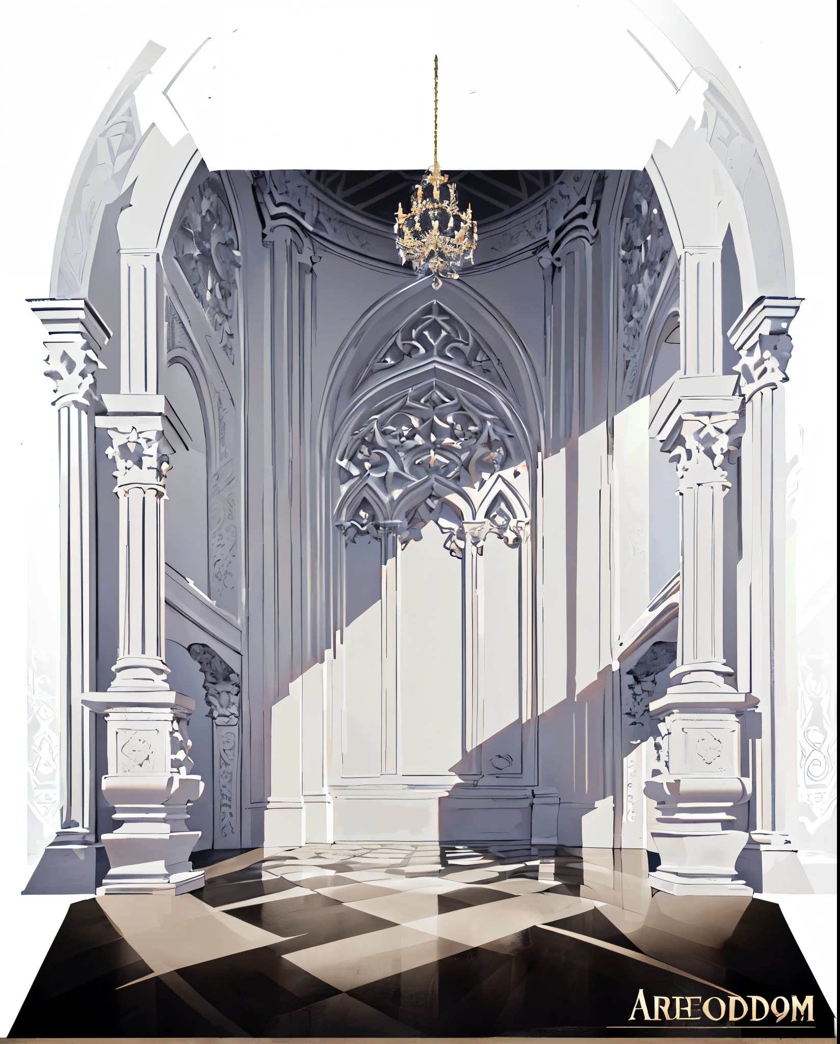 White arches，Black and white coffered floor，Black and white carpet, Stunning mysterious background, Kingdom of Light Background, Gorgeous background, ballroom background, Fairy tale style background, White arches, Arena Background, Gothic church background, Palace Background, marble white columns, Background Art Deco Palace, Personal room background, Gothic antique theme, Baroque background