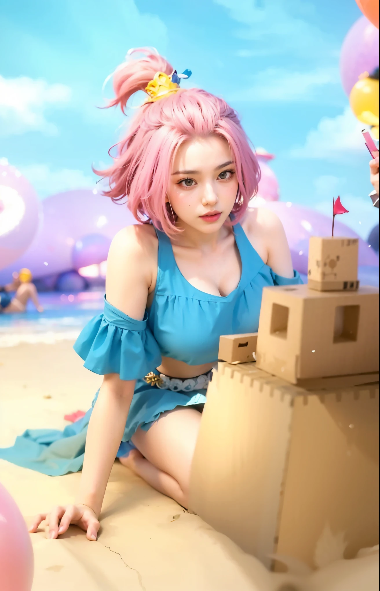 a close up of a 4 girls ,pink hair , big booobs , shadowbringers cinematic, 4 k detail fantasy, a beautiful fantasy empress, game cg, xianxia fantasy, xianxia hero, 2. 5 d cgi anime fantasy artwork, cinematic goddess close shot, ruan jia and artgerm, wow 4 k detail fantasy, hyperdetailed fantasy character