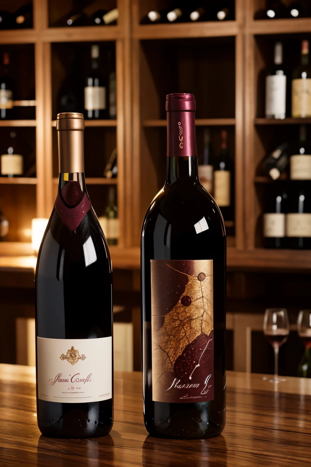 A creative wine bottle with creative wine label
