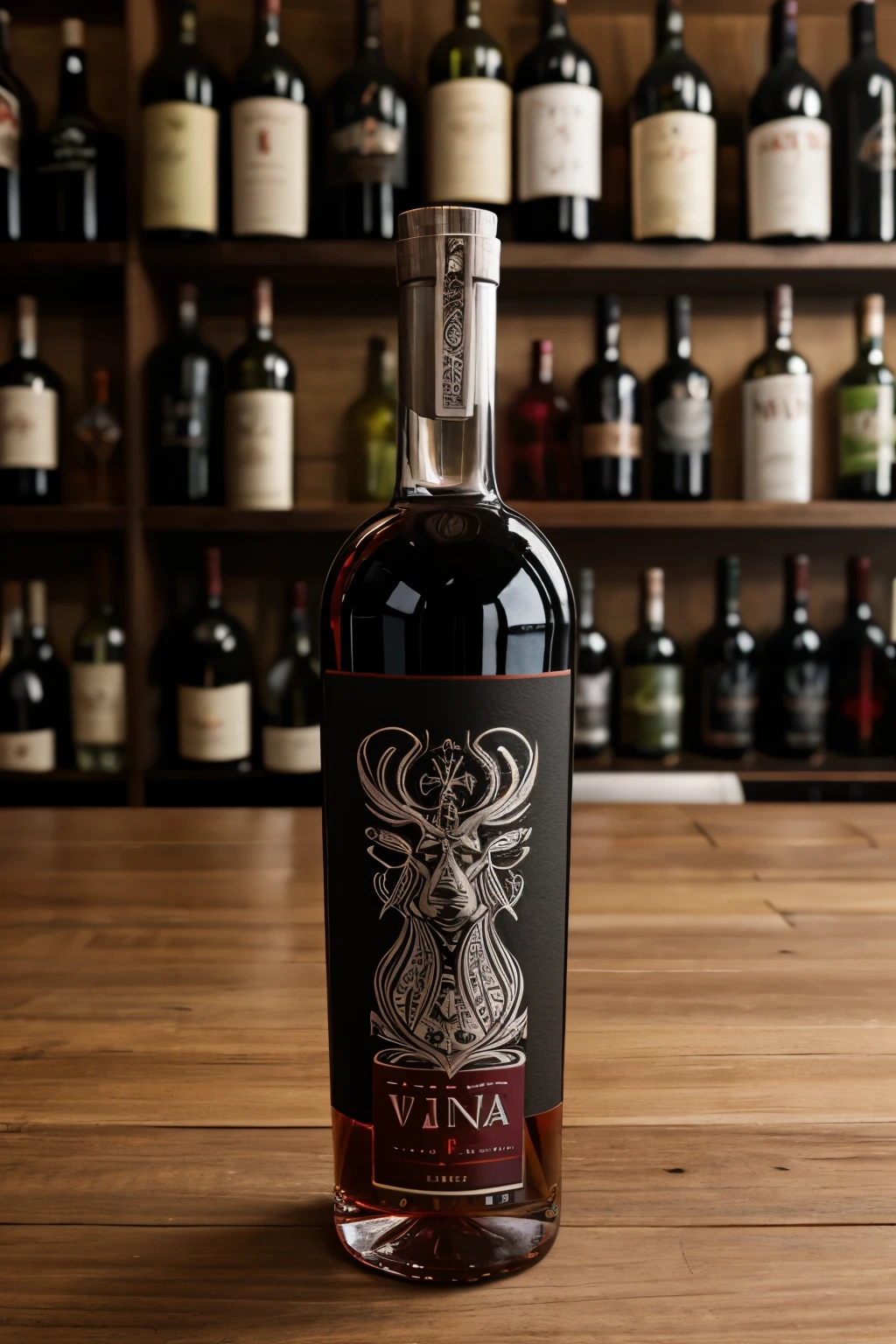 Creative vodka bottle with creative wine bottle label