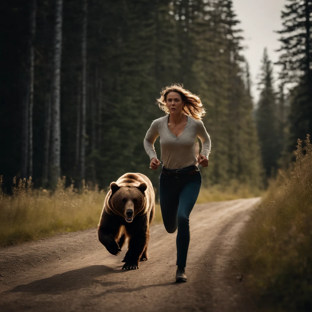 woman chased by bear