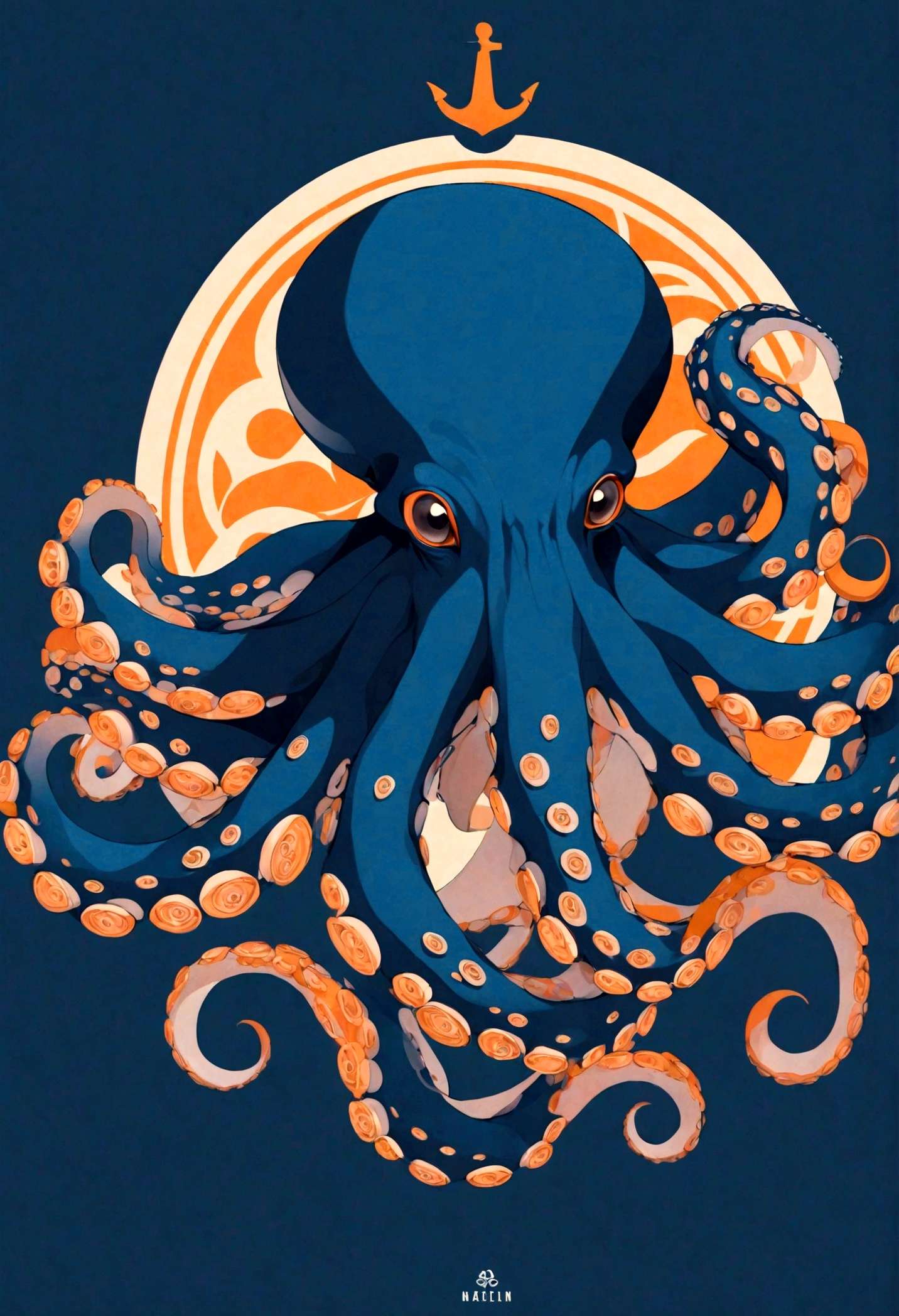 Octopus, brand logo, Navy blue background