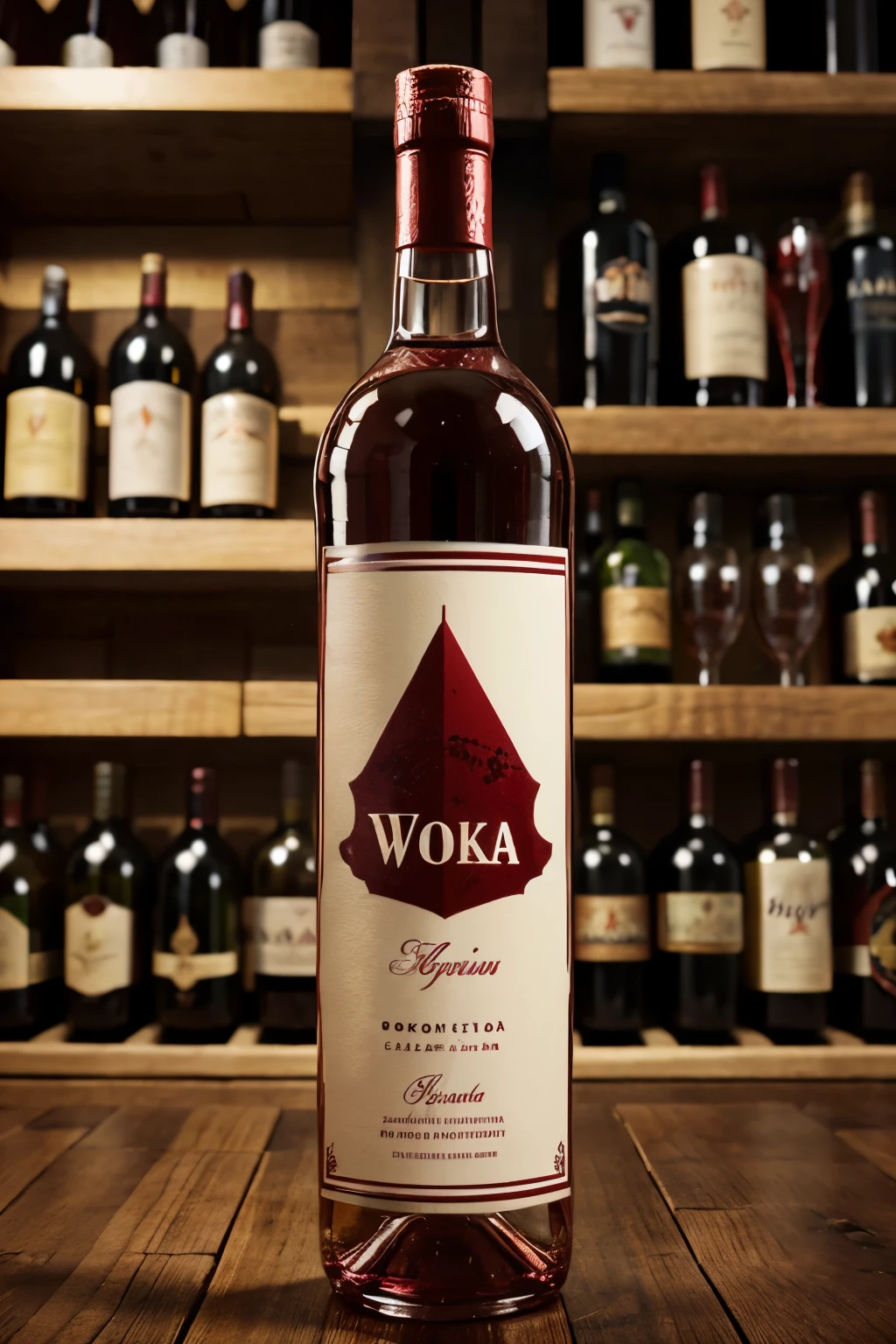 vodka bottle with creative wine bottle label