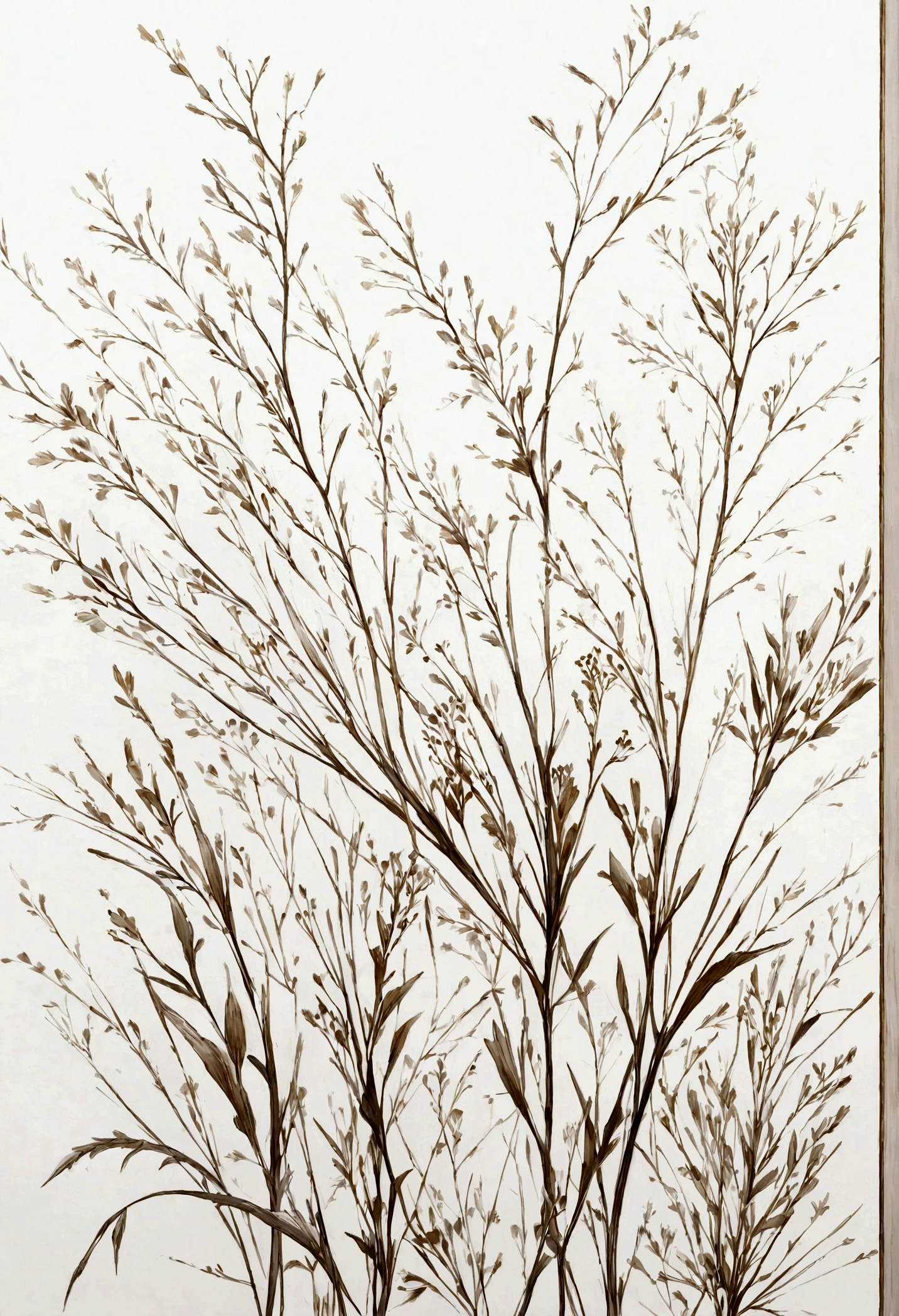 Black and white outline art on a pure white background, decorated with delicate, clean lines. Botanical art. This stunning work of art exudes elegance and sophistication. The precise lines and intricate details really showcase the high quality craftsmanship of this painting, creating a captivating visual experience.