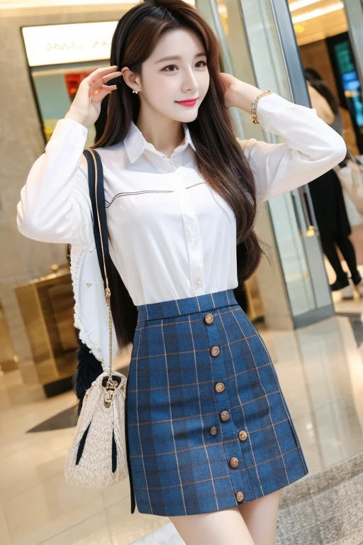 highest quality、masterpiece、High sensitivity、High resolution、Slim Body、Glasseini skirt、At the mall、
