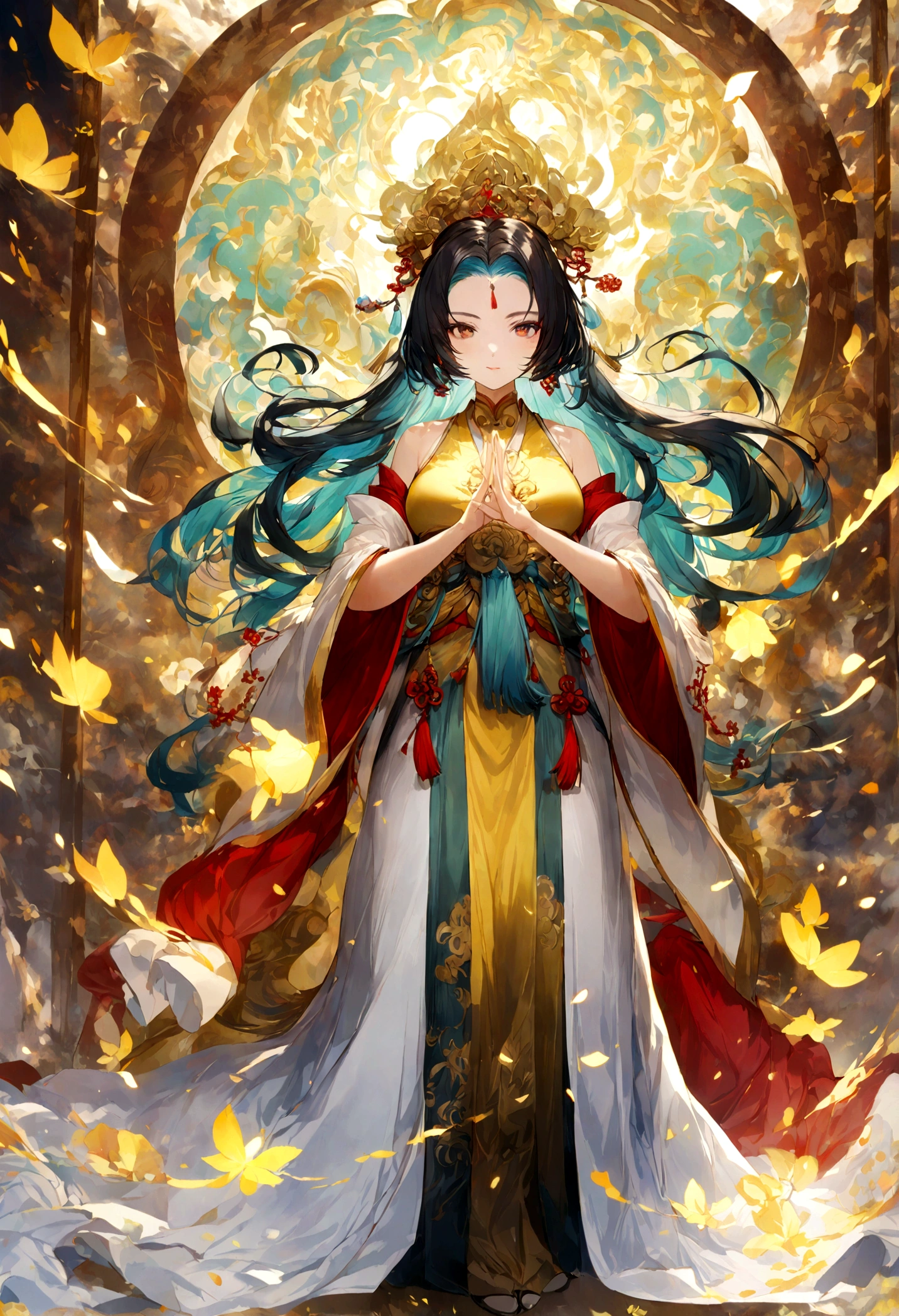 1. Featuring Chinese mythology,Full-length statue of Avalokitesvara。
2. Create a magical and fantastic background,Let the warm light surround Guanyin Bodhisattva。
3. Use glow colors and Buddha light effects,Demonstrating the divinity and majesty of Guanyin Bodhisattva。